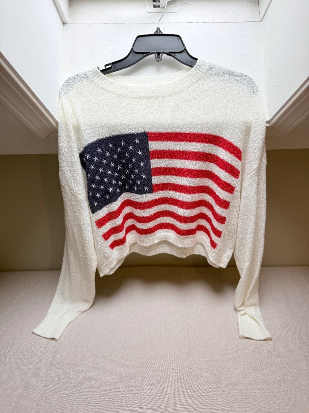 Altar’d State Summer Cropped American Flag Patriotic USA Fourth of July Sweater - Picture 1 of 10